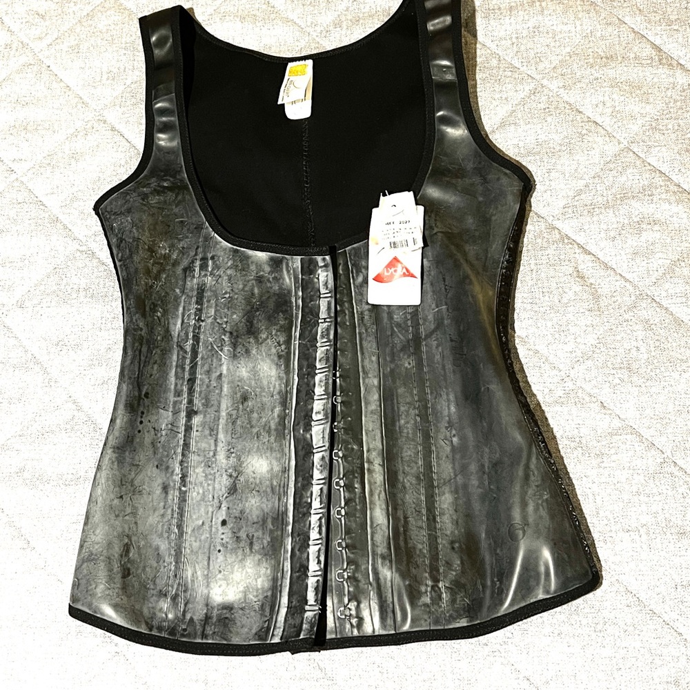Ann Chery Black Latex Waist Shaper Vest Corset Size 36
